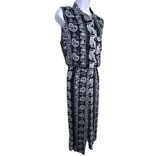 Soft Surroundings Elephant Print Jumpsuit Size M Boho Whimsigoth Festival Resort - Picture 5 of 11