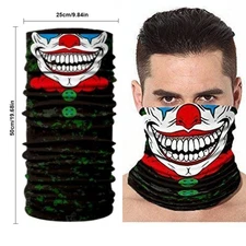 Skull Joker Clown Neck Gaiter Scarf  Face Mask Balaclava Halloween Face Cover