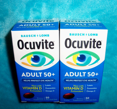 2 Bausch+Lomb Ocuvite Adult 50+ Eye Vitamins+ Omega 3, Zinc, D (100 Total) 11/26