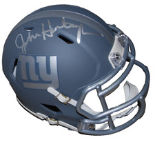JOHN HARBAUGH signed NEW YORK GIANTS Slate mini football helmet BECKETT BW07927