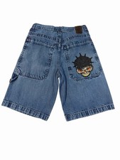 VTG JNCO Jean Shorts Mens 33 32x12 Skull Graphic Denim Streetwear Grunge Y2K
