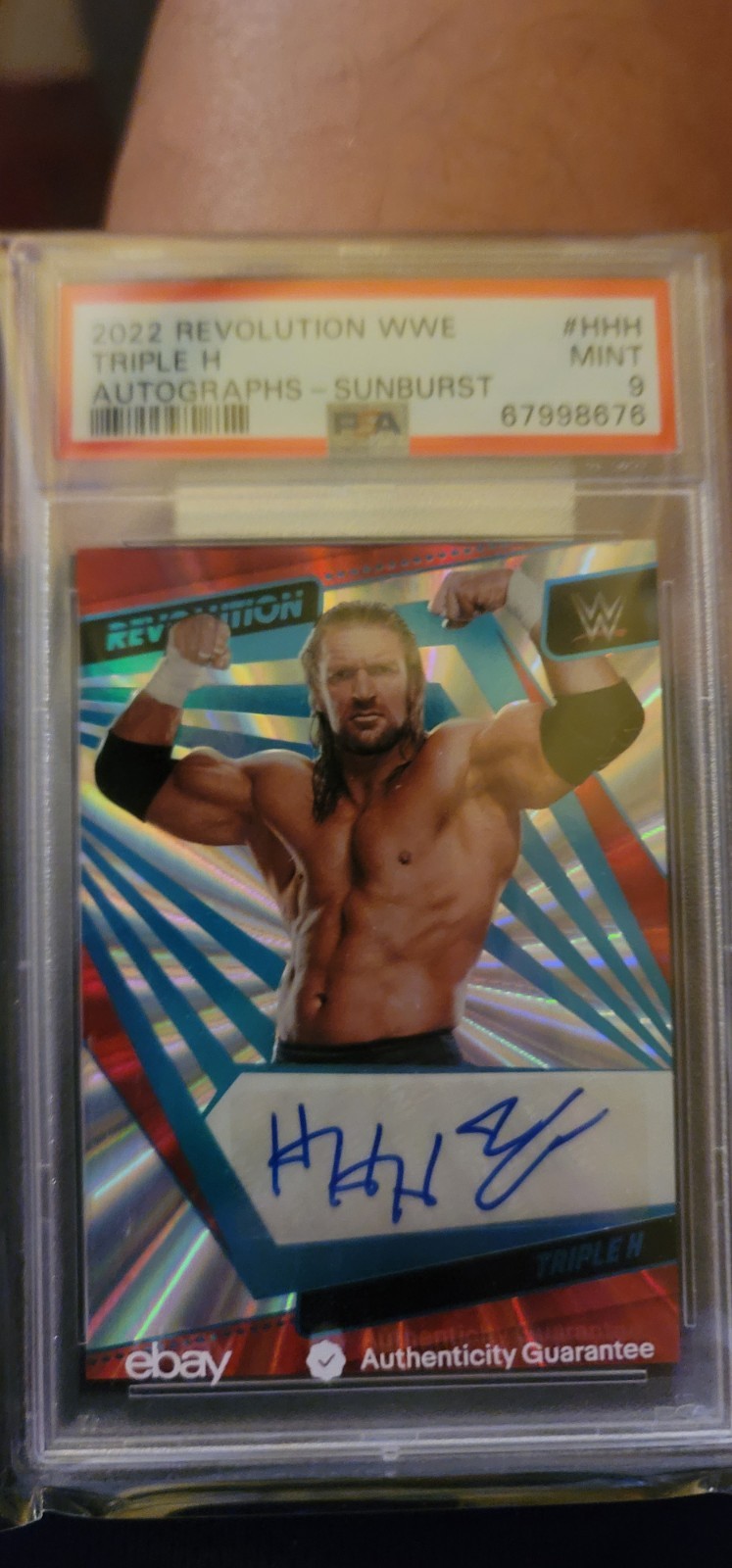 2022 Revolution Wwe Triple H AUTOGRAPHS SUNBURST 28/99 PSA GRADE 9 view 2