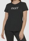 Dkny Women's Black Glitter Logo T-Shirt Top Size S