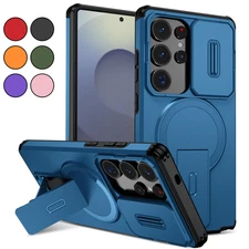 For Samsung S25 Ultra Edge S24 FE Plus Shockproof Stand Case Slide Camera Cover