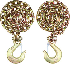 G80 Transport Binder Chain, 3/8" X 2.9' 2-Pack Tow Chain with Clevis Snap Hook, 