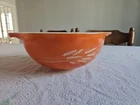 Pyrex 443 Autumn Harvest Wheat Nesting Cinderella Mixing Bowl 2.5 Qt Orange VTG