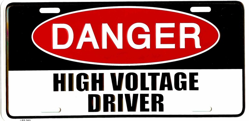 DANGER HIGH VOLTAGE DRIVER LICENSE PLATE AUTO TAG #563-00