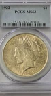 1922-P Peace Silver Dollar PCGS MS 63
