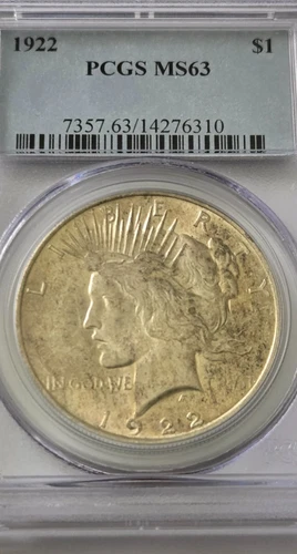 1922-P Peace Silver Dollar PCGS MS 63