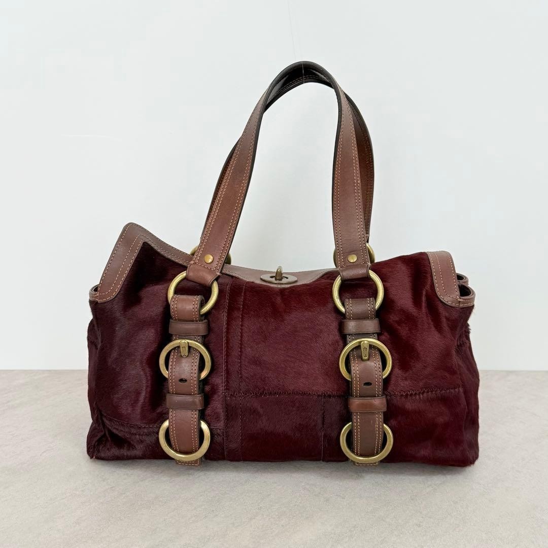 COACH Chelsea Satchel Hand Bag Turn Lock Pony Haircalf Leather Good Condition thumbnail 3