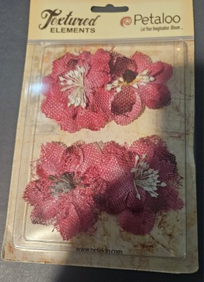 Petaloo Petal Crafting Burlap Blossoms Fuschia quan 4 NEW