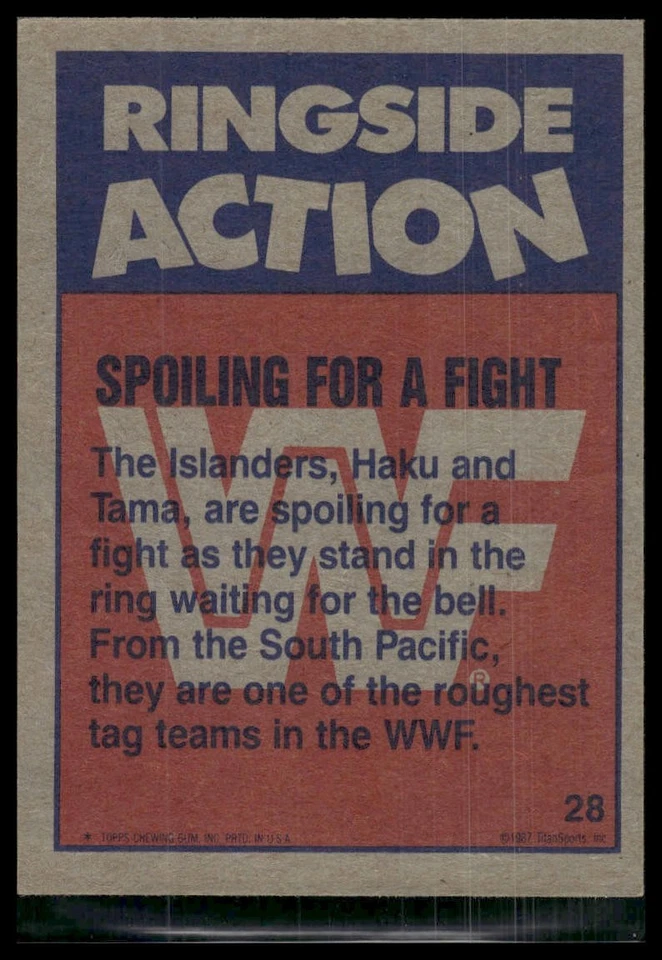 1987 Topps WWF #28 Spoiling for a Fight - Image 2 of 2
