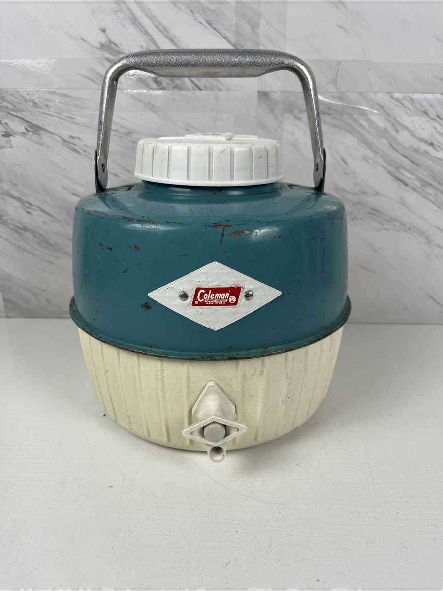 Vintage COLEMAN Diamond Badge Aqua 1-Gallon Metal & Plastic Water 