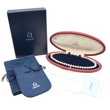 VINTAGE DESIGNER MIKIMOTO AKYORO PEARL DIAMOND NECKLACE ~0.34CTTW 18K WHITE GOLD