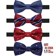 4 Packs Adjustable Pre-tied Bow Tie for Infant baby boys Toddler Child Kids K
