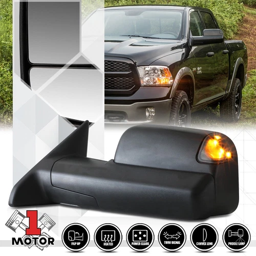 [Left] Driver Side Power+Heated Flip Up LED Signal Towing Mirror for 09-16 Ram