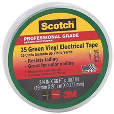 3m 10851 Scotch 35 Vinyl Electrical Color Coding Tape, 3/4" X 66ft, Green