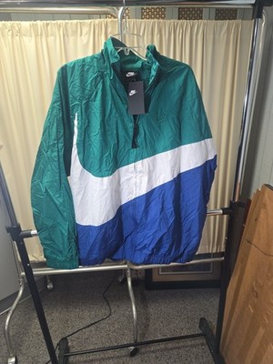 Nike Sportswear NSW Big Swoosh Woven Windbreaker Jacket White Blue Green AR3132 