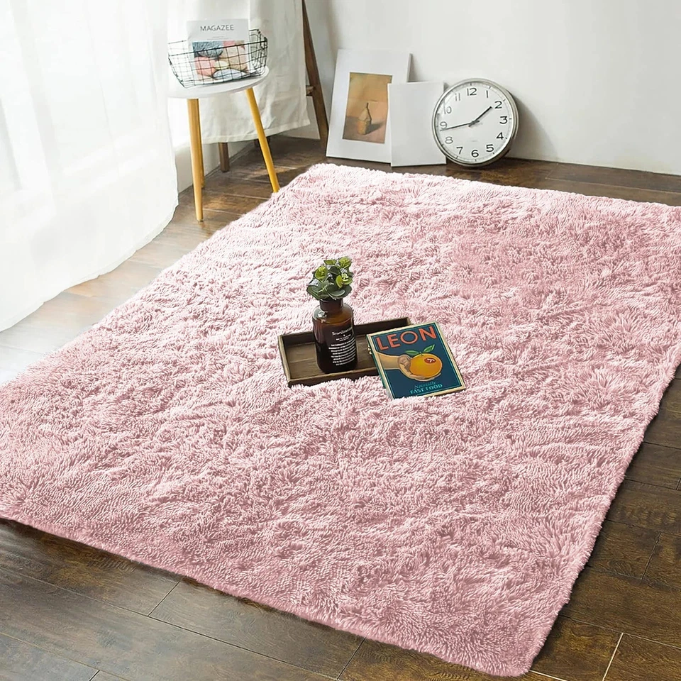 Shaggy Fluffy Area Rug Anti Skid Living Room Bedroom Carpet Ultra Soft Floor Mat - Image 3 of 4