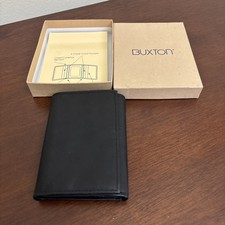 Buxton Three Fold Black Leather Wallet New in Box