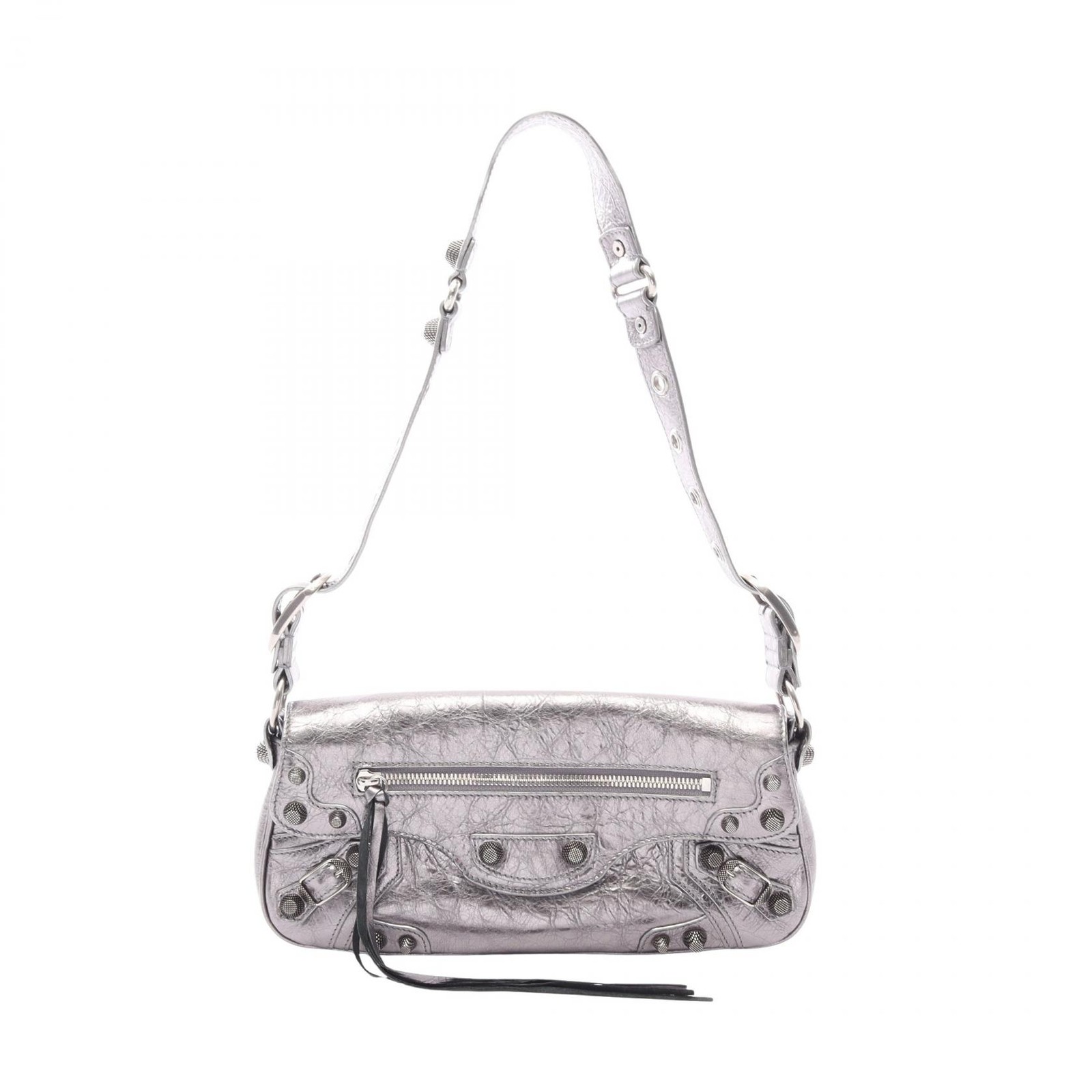 BALENCIAGA Le Cagole S 771640 Shoulder Bag Leather Silver Women's #MMB4180
