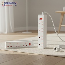 4 & 3 Gang Extension Lead 2m 3m UK Plug Power Strip with Child Safety Shutters