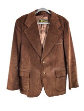 VTG 70s Brown Corduroy Sport Coat Patch Pockets Dark Academia Professor Boho 42