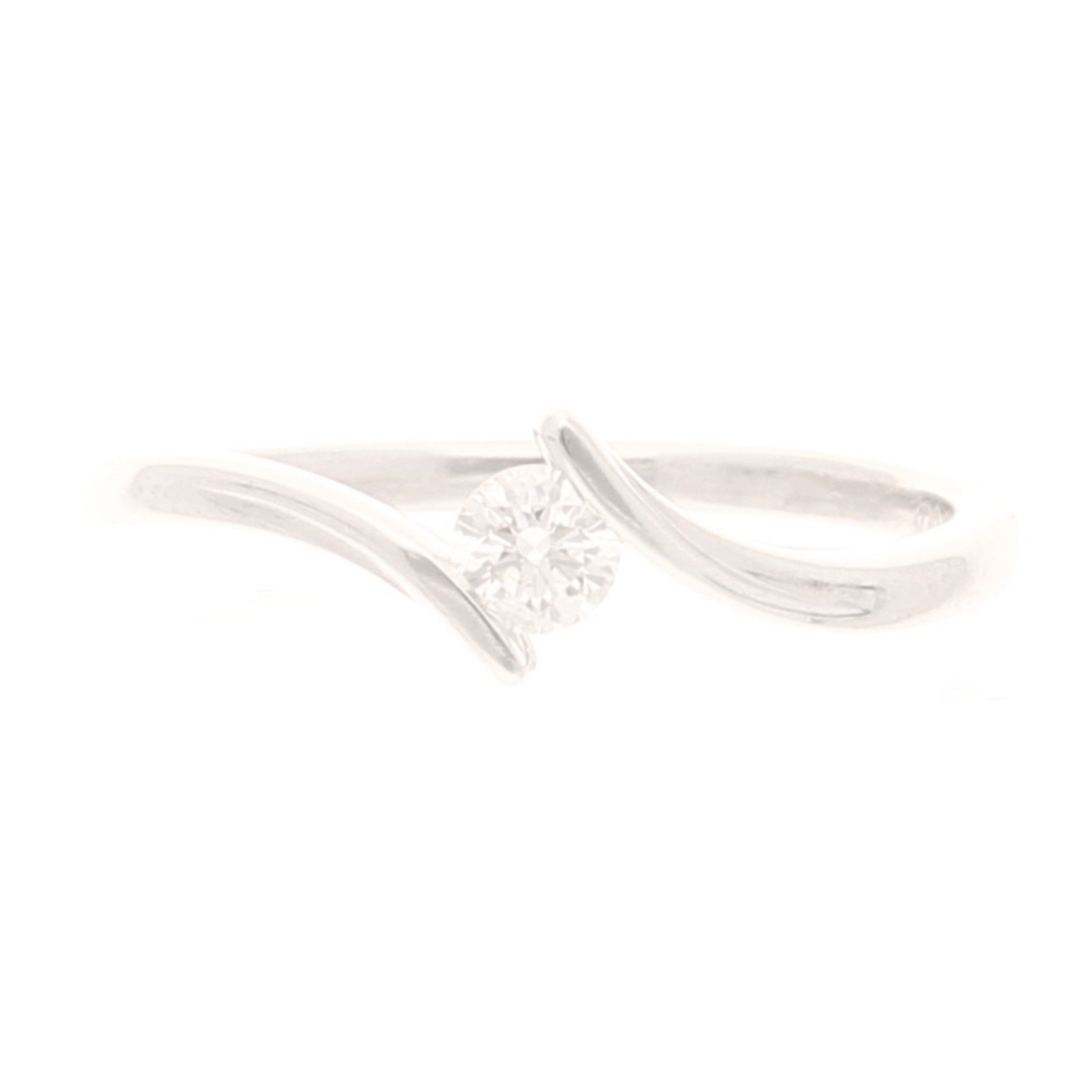 18Carat White Gold 0.16ct Diamond Crossover Solitaire Ring (Size M) 5.5mm Widest