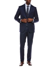 Canali 2Pc Wool Suit With Flat Front Pant Men's Blue 60