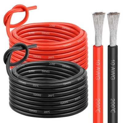 10AWG 30FT Copper Electrical Wire - Tinned Battery Cable for Solar, Car, Marine,