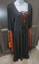 NUEVO Vestido de calabaza calabaza bruja oscura para mujer talla M con cordones disfraz bata top nuevo sin etiquetas