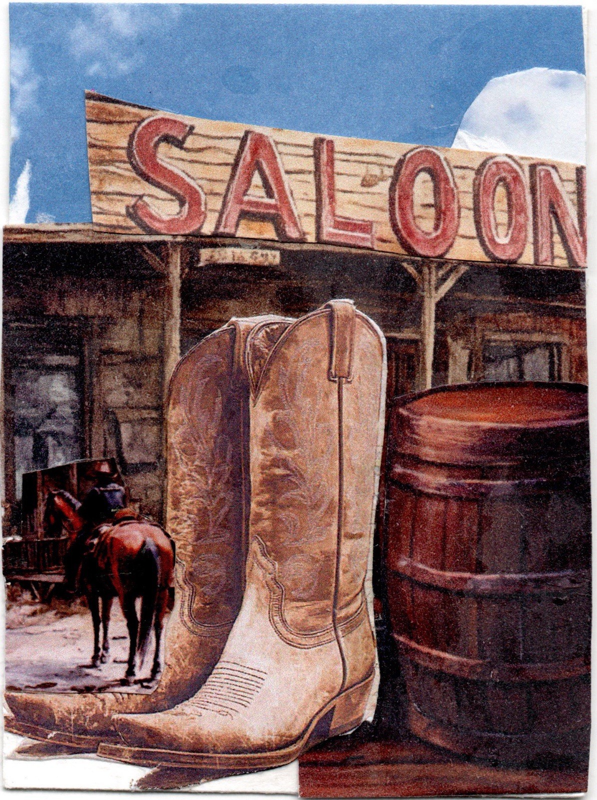 ACEO Original Art Collage, ATC Handmade, Frontier Echoes #33 4/7 by Tehillah