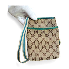 GUCCI 141863 Sherry Line Shoulder Mini Bag GG Canvas Brown Italy -Pre Loved