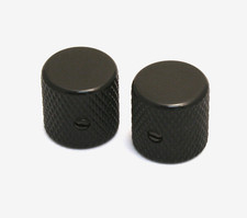  2 Black Vintage Style Guitar/Bass Barrel Knobs for 6mm Split Shaft MK-IBR-B