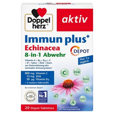 Doppelherz Immun plus Echinacea 8-in-1 Abwehr - Mit 28.8 g (1er Pack), Weiß 