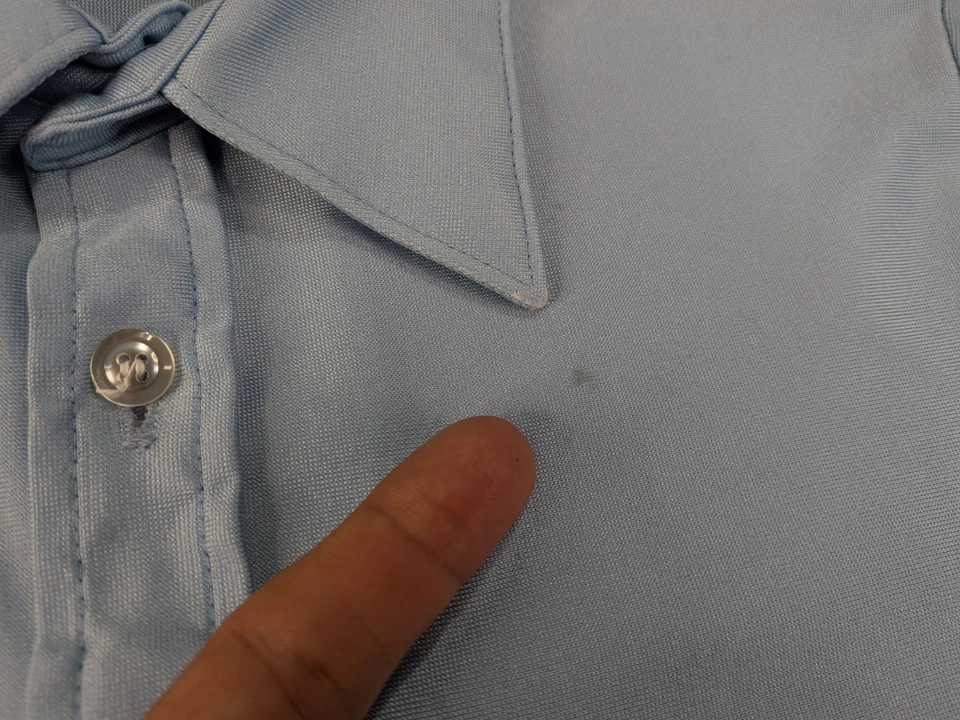 Camisa True Vintage Para Hombre 15 34/35 Qiana Nylon Bebé Azul Abotonada Foto 3 de 4