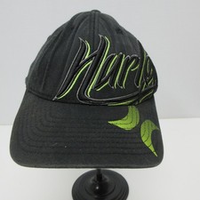 Hurley Hat Cap Fitted Boys Small Black Green Embroidered Flexfit Youth Skater