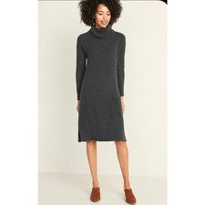 NWT Old Navy Ribbed Turtleneck Sweater Dress In Grey XS