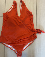 Orange Rhinestone Wrap Front One-Piece Swimsu...