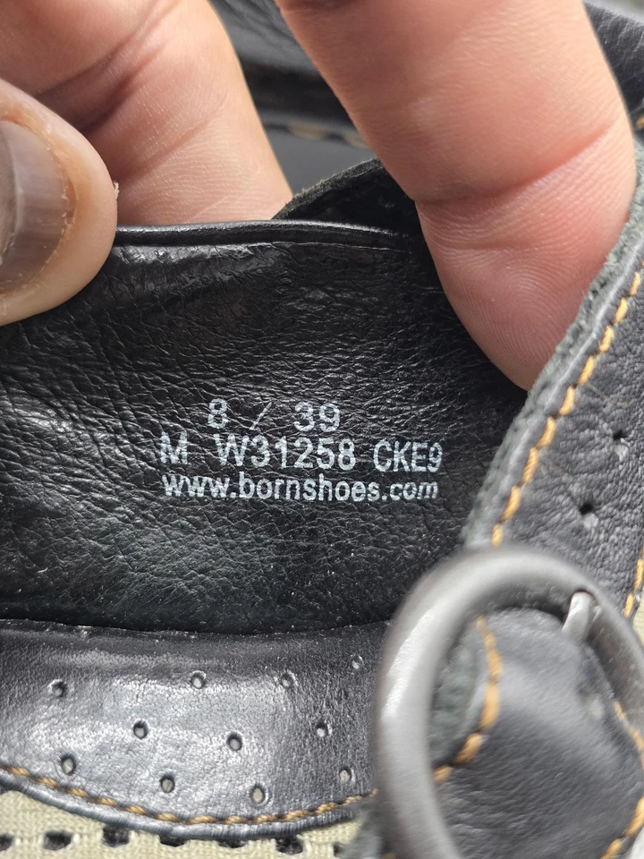 Born Shoes Womens Size 8 Black Leather Mary Jane Strap Buckle Comfort Wedge 39 - Image 3 of 4