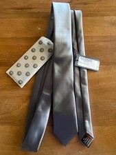 NWT IMANI UOMO SOLID GRAY Charcoal Skinny SILK TOUCH NECK TIE NEW