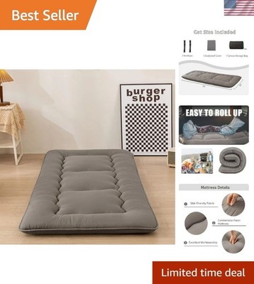 Durable Foldable Futon Mattress - 75'' Cot Size with High-Density Foam Support
