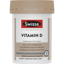 Swisse Vitamin D VITAMIN D3 Colecalciferol 25 Mikrogramm 1000IE Kapseln 60