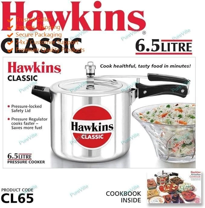 Hawkins Classic (CL65) 6.5 L Inner Lid Pressure Cooker??(Aluminium)
