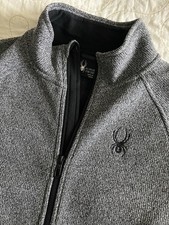 Spyder Knit Fleece Jacket Sweater Youth XL 18/20 Gray Black Full Zip