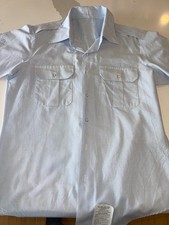 AIR FORCE AF USAF SHIRT MENS SHORT SLEEVE DRESS BLUE UNIFORM 16 RANK REMOVED