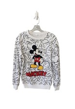 Disney 100 Mickey Mouse Graphic Print Crewneck Fleece Pullover Sweatshirt XS