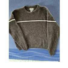 Eddie Bauer Vintage Man Large Recycled Wool Ribbed Striped Crewneck Sweater USA
