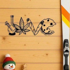 Creative LOVE Metal Wall Art Cannabis Leaf Pipe  Cookie Design Home Decor