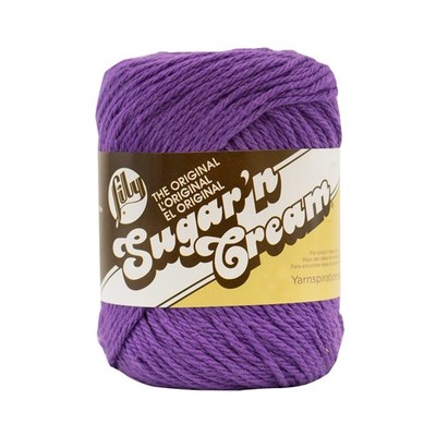 Lily Sugar 'N Cream Solid Yarn 2.5oz Medium 4 100% Cotton Purple Machine Wash